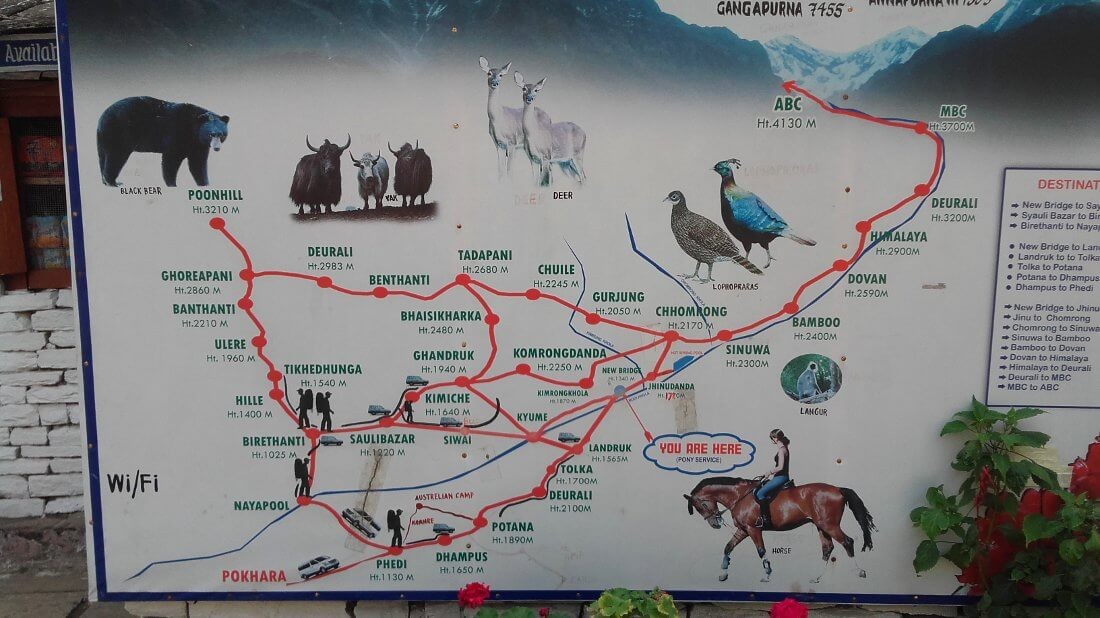 carte du parc des Annapurnas
